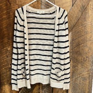 Pink Rose striped cardigan sweater size medium.  -A16